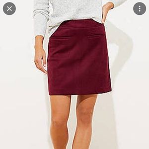 Loft a line skirt suede deep ruby maroon crimson size 2